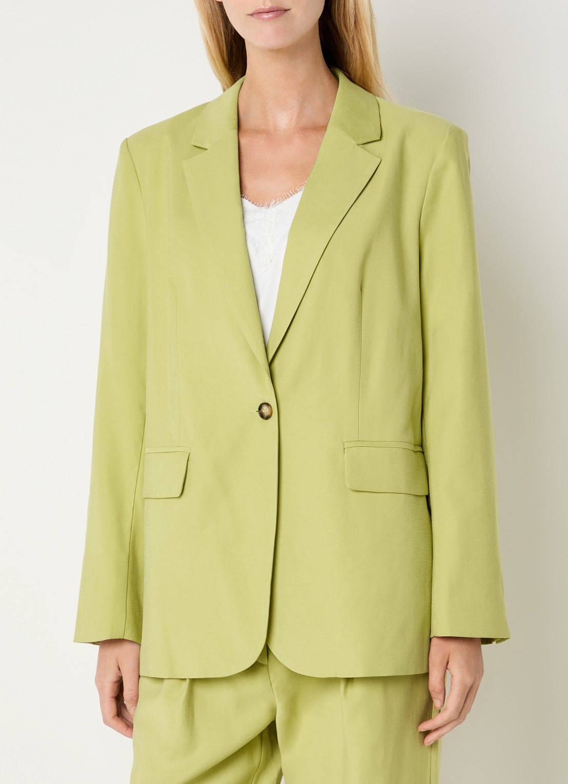Claudia Sträter Oversized blazer met klepzakken - detail lichtgroen