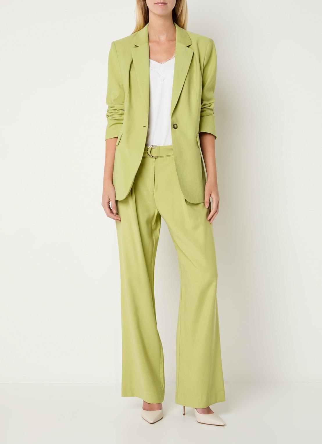 Claudia Sträter Oversized blazer met klepzakken - voorkant 3 lichtgroen