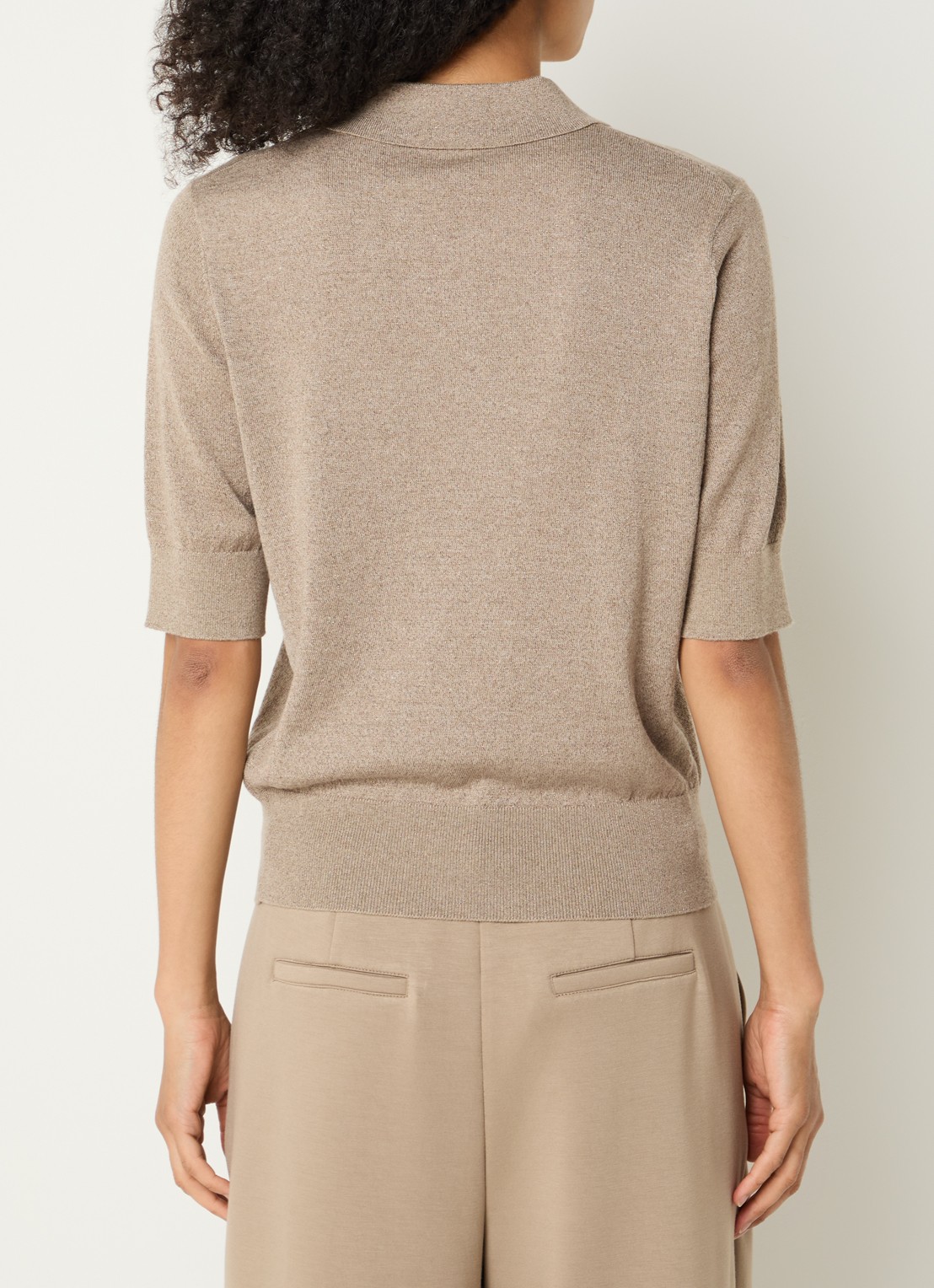 Claudia Sträter Pullover in wolblend met lurex en polokraag - achterkant 3 donkerbeige