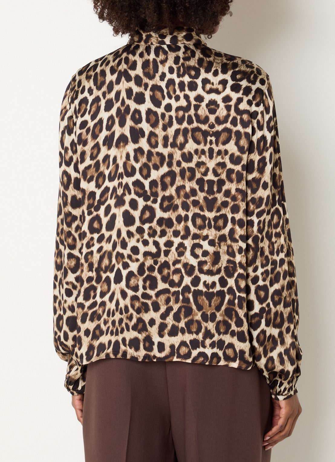 Claudia Sträter Semi-transparante blouse met panterprint - achterkant camel