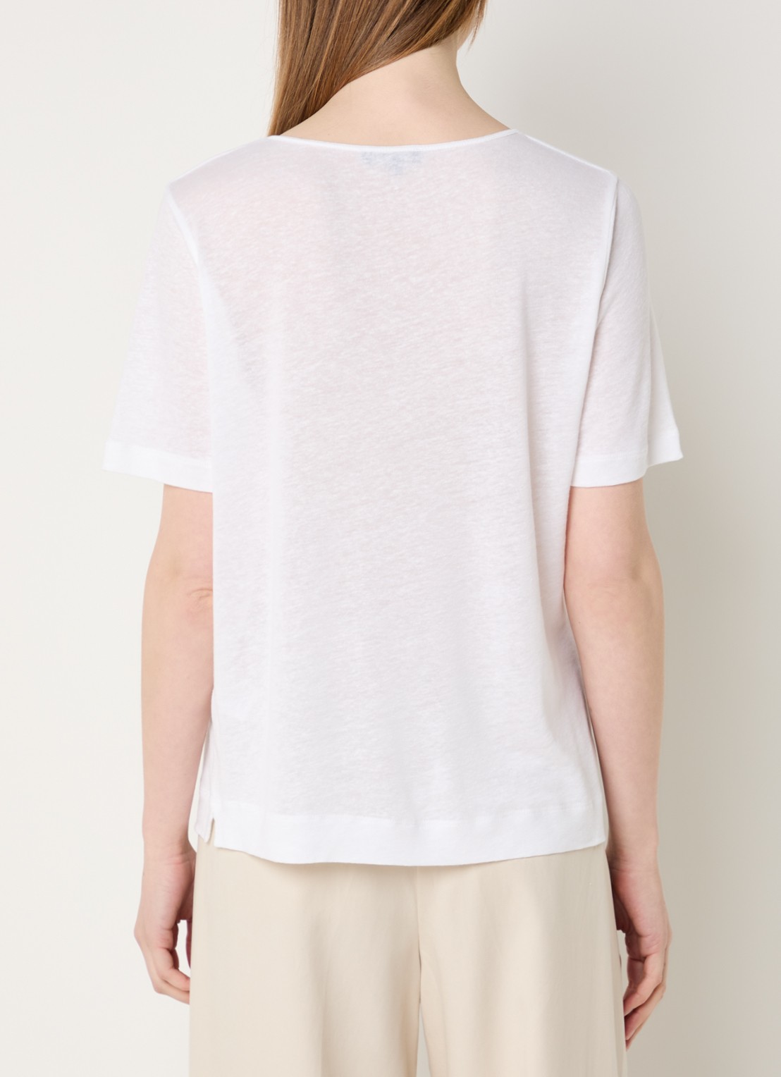 Claudia Sträter T-shirt in linnenblend met V-hals - achterkant 4 wit