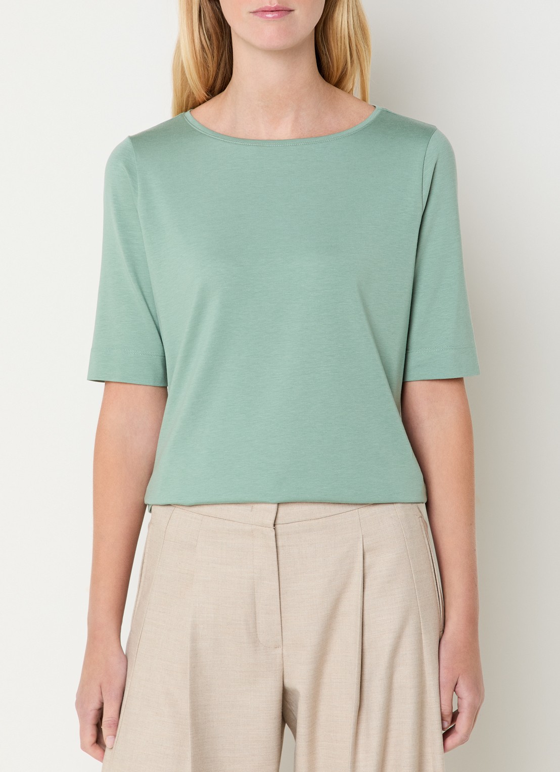 Claudia Sträter T-shirt met boothals - detail groen
