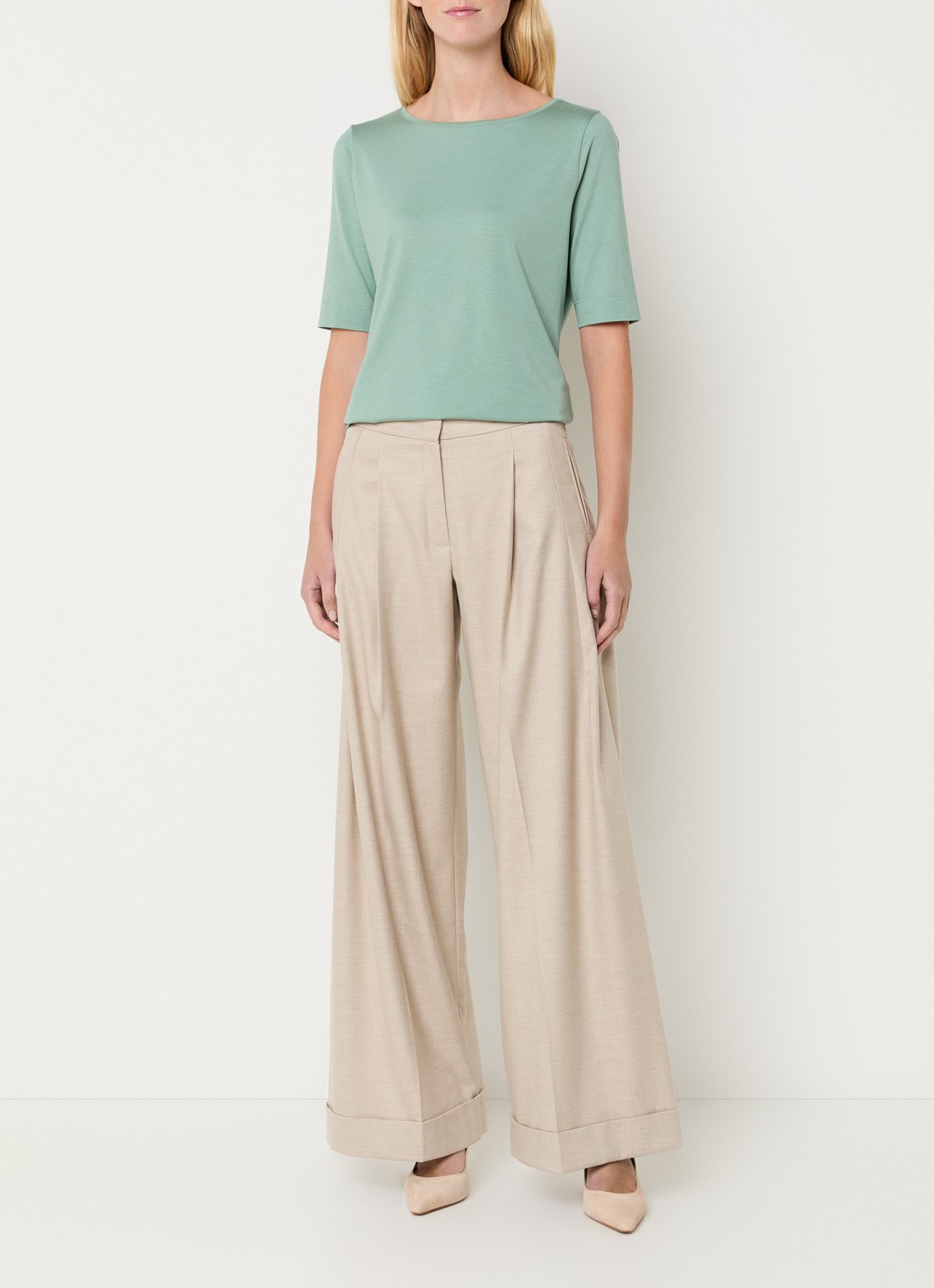 Claudia Sträter T-shirt met boothals - voorkant 3 groen