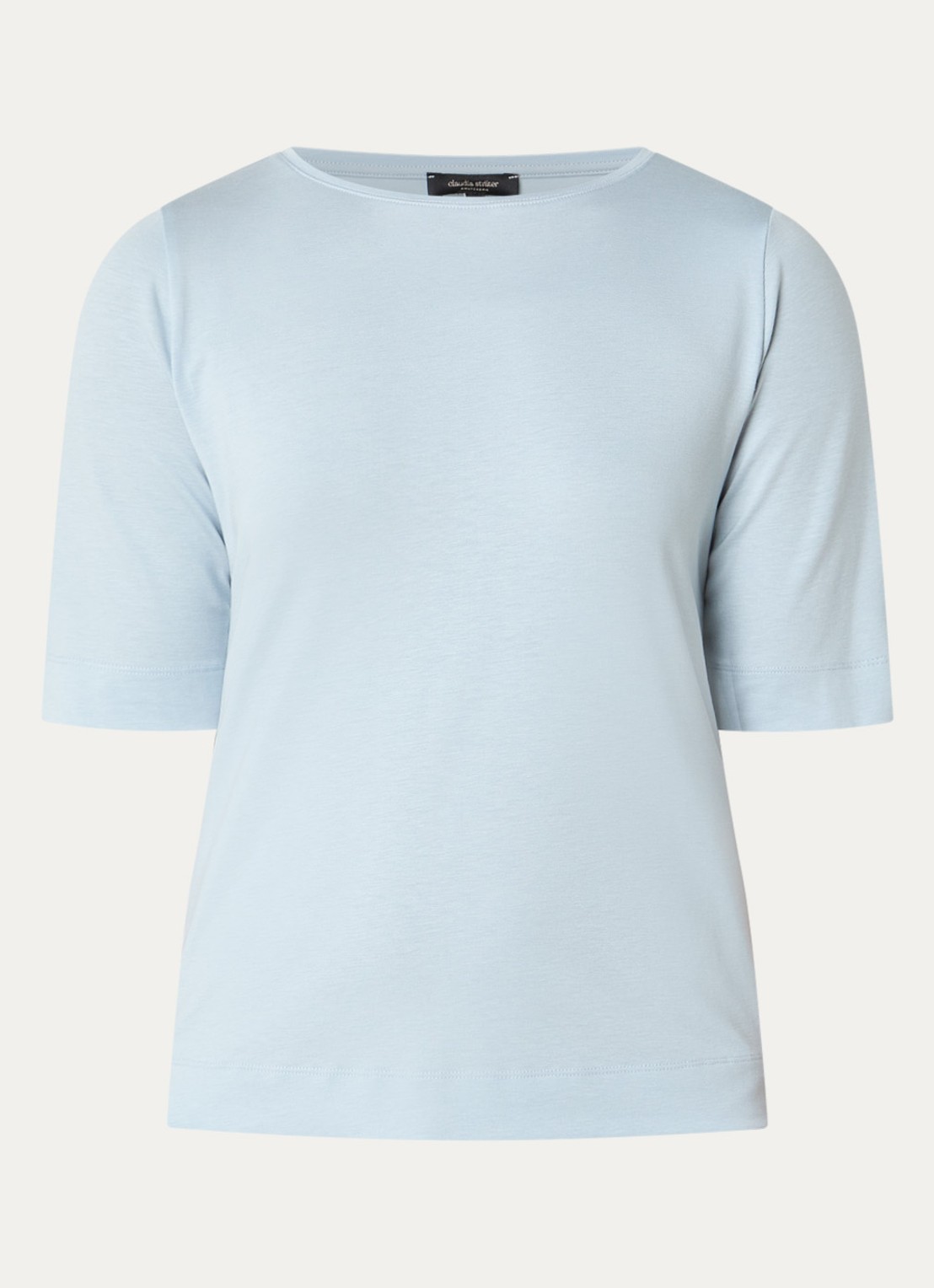 Claudia Sträter T-shirt met boothals - voorkant 2 lichtblauw