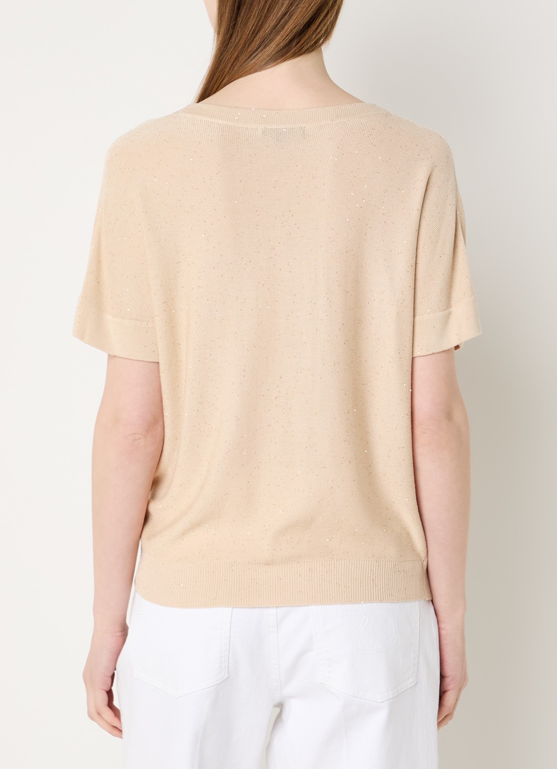 Claudia Sträter T-shirt met pailletten en V-hals - achterkant 4 grijsmele