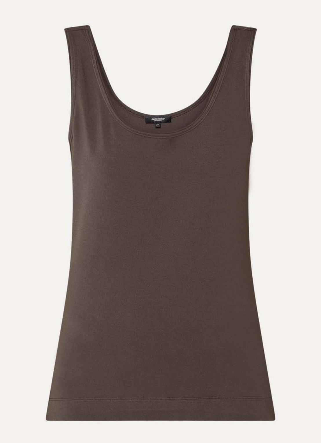 Claudia Sträter Tanktop met ronde hals - voorkant 3 chocoladebruin