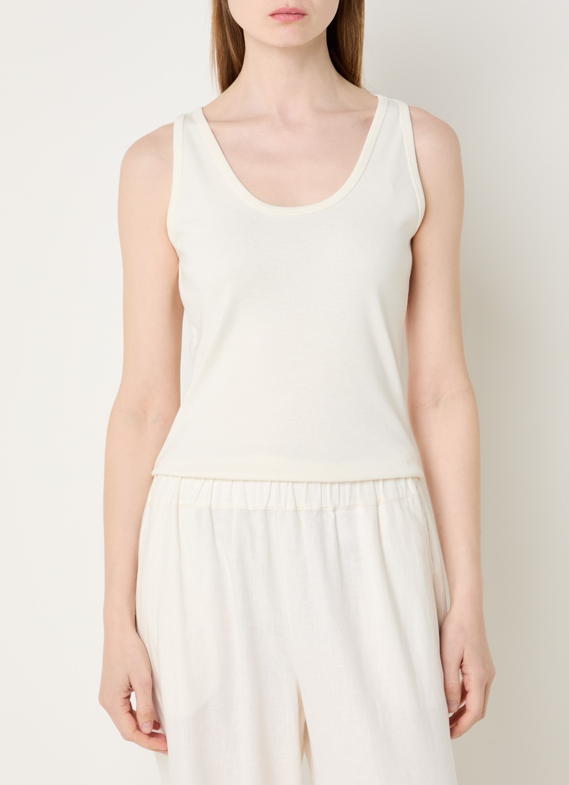 Claudia Sträter Tanktop met ronde hals - detail 3 gebroken wit