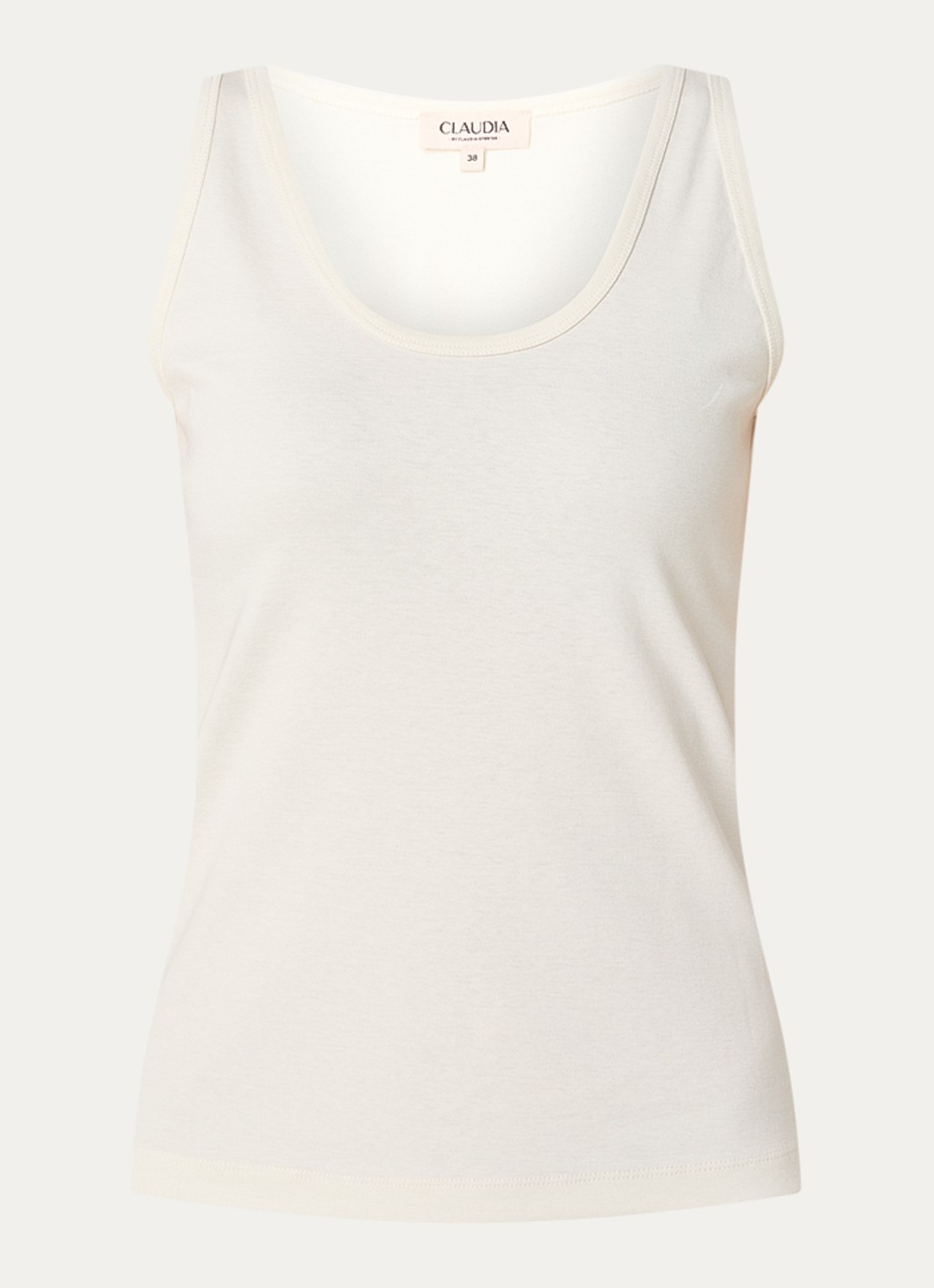 Claudia Sträter Tanktop met ronde hals - voorkant gebroken wit