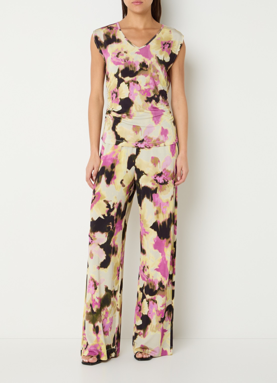 Claudia Sträter Top met bloemenprint  - voorkant 2 paars