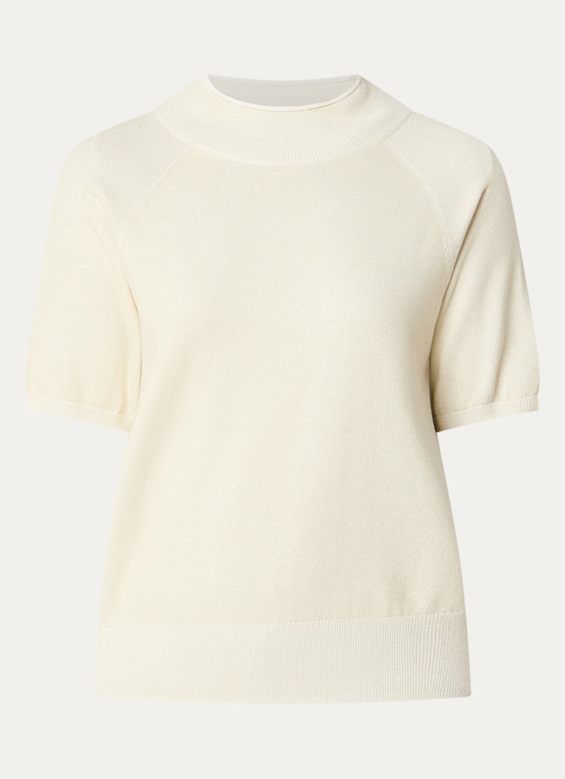 Claudia Sträter Top met metallic finish - voorkant 3 gebroken wit