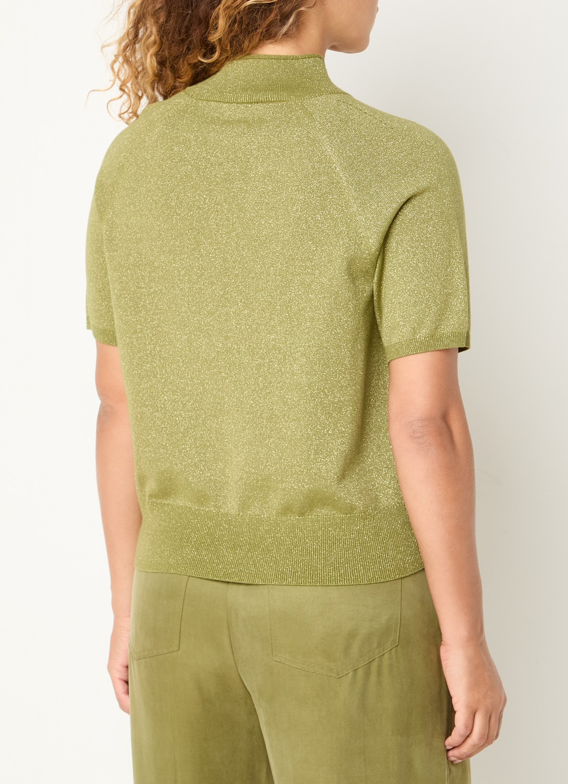 Claudia Sträter Top met metallic finish - achterkant 2 mosgroen