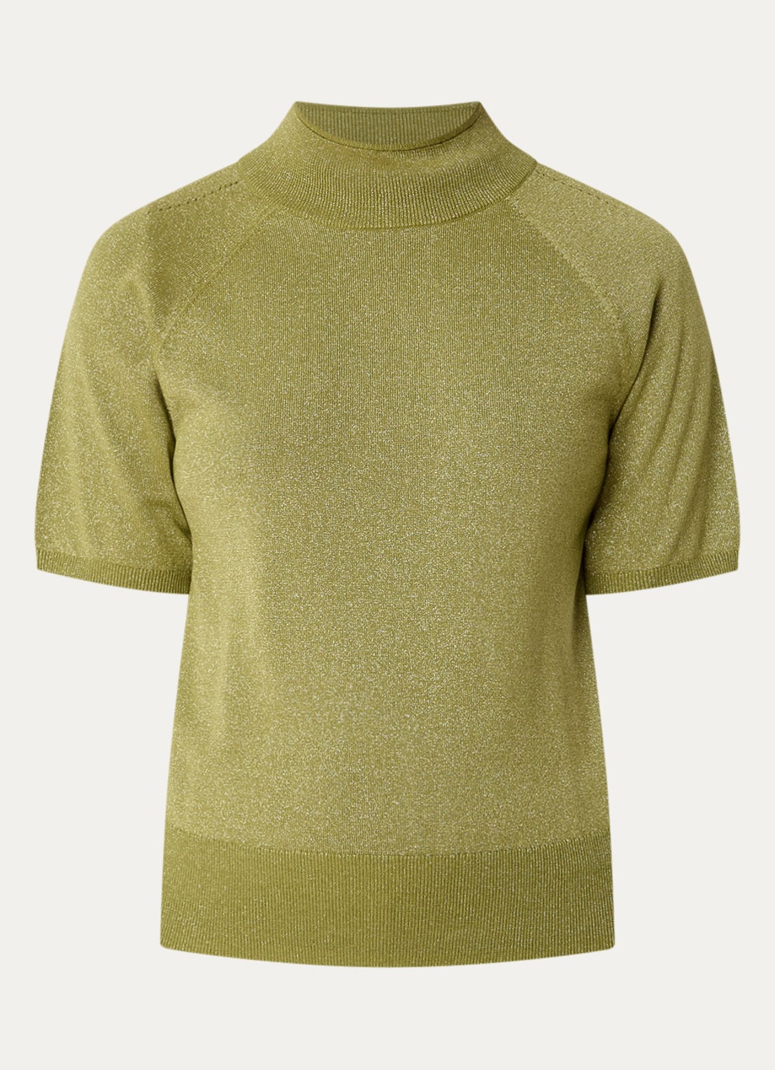 Claudia Sträter Top met metallic finish - voorkant 3 mosgroen