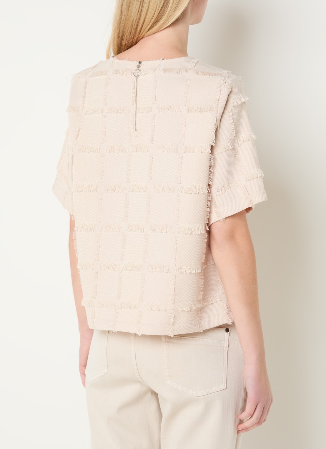 Claudia Sträter Top met ronde hals - achterkant beige