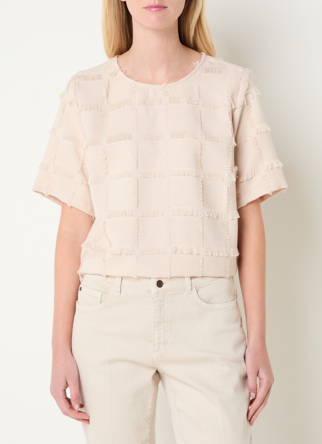 Claudia Sträter Top met ronde hals - detail 4 beige