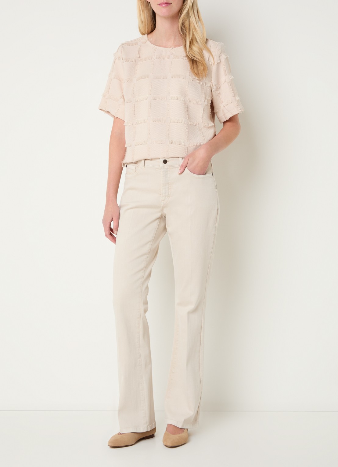 Claudia Sträter Top met ronde hals - voorkant 3 beige