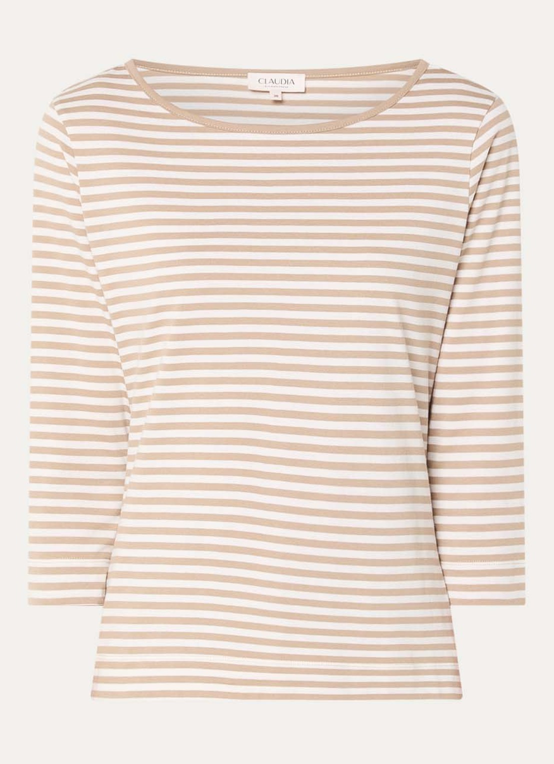 Claudia Sträter Top met streepprint - voorkant 2 khaki