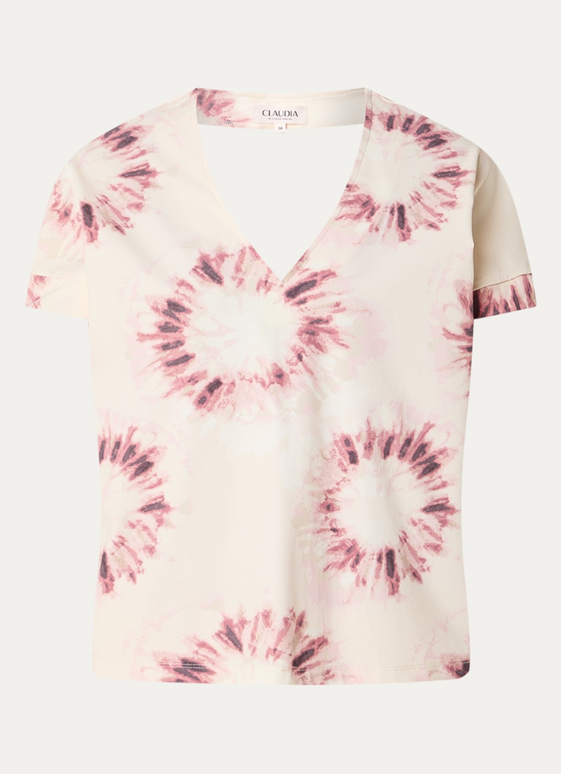 Claudia Sträter Top met tie-dye dessin - voorkant ivoor