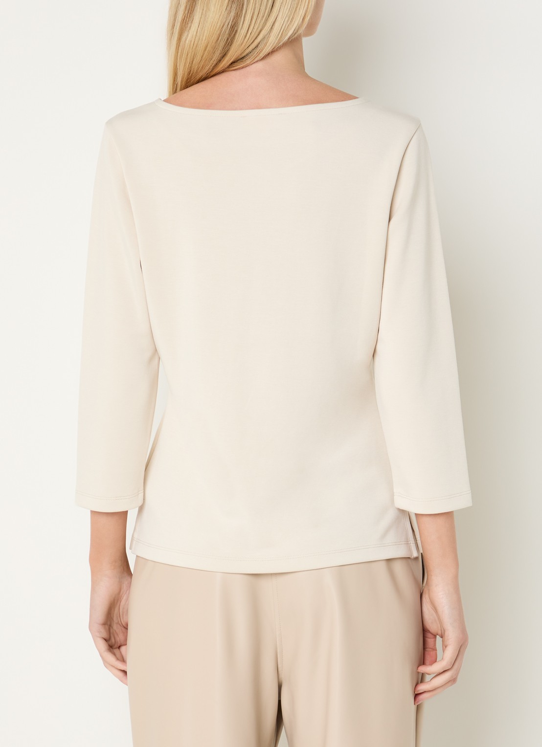 Claudia Sträter Top van jersey met gedrapeerd detail - achterkant 2 beige