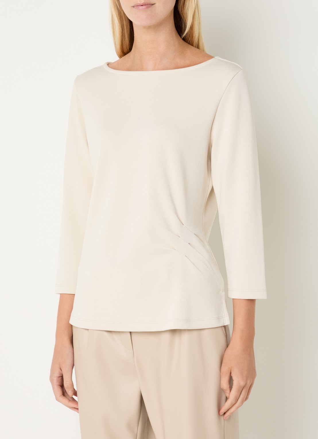Claudia Sträter Top van jersey met gedrapeerd detail - detail beige