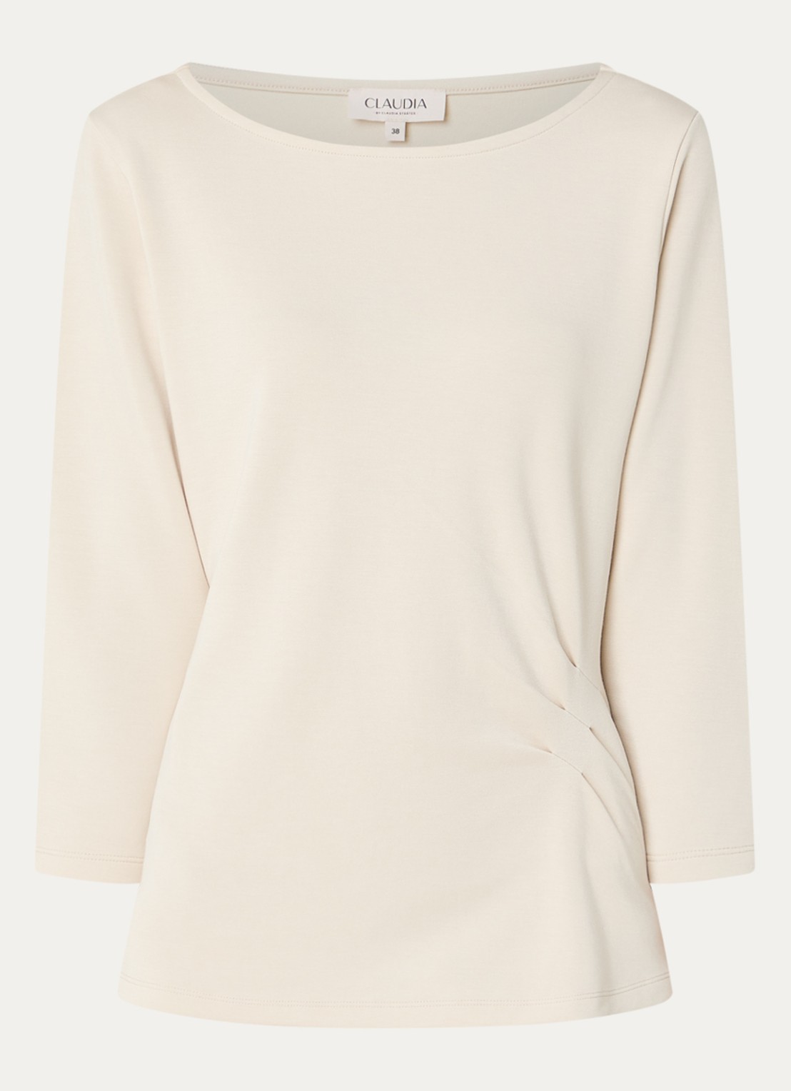 Claudia Sträter Top van jersey met gedrapeerd detail - voorkant 3 beige