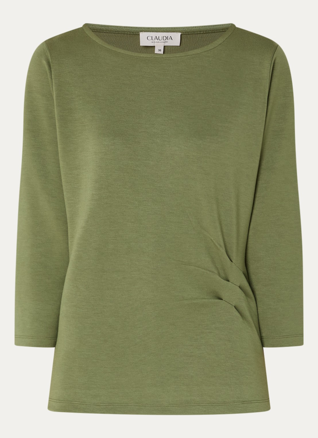 Claudia Sträter Top van jersey met gedrapeerd detail - voorkant 2 groen