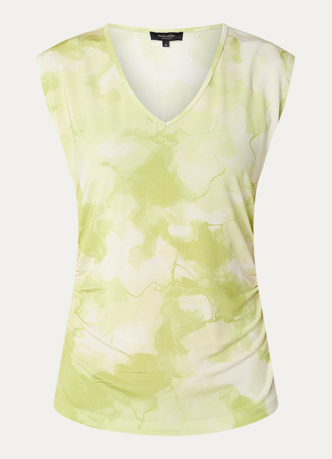 Claudia Sträter Top van jersey met tie-dye print - voorkant 2 neongroen