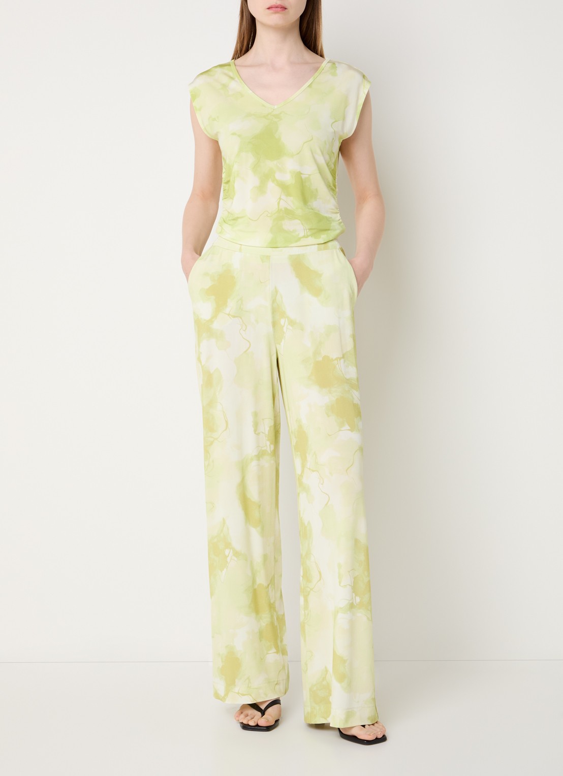 Claudia Sträter Top van jersey met tie-dye print - voorkant 3 neongroen