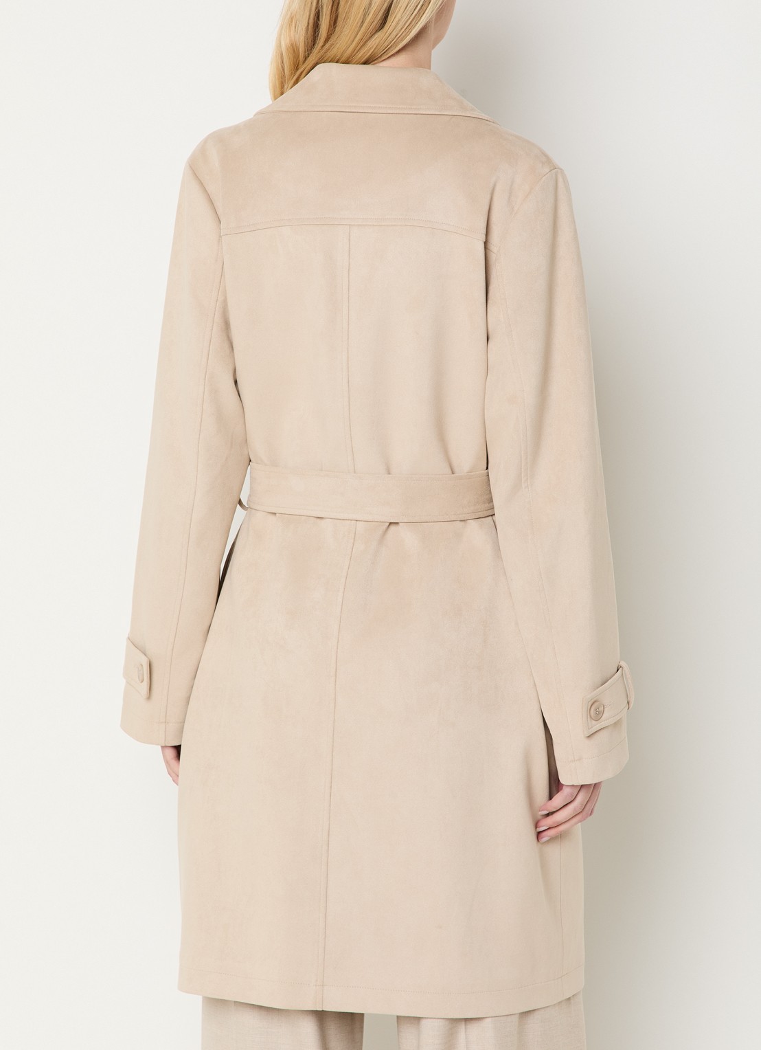 Claudia Sträter Trenchcoat van imitatiesuède met steekzakken - achterkant 3 beige