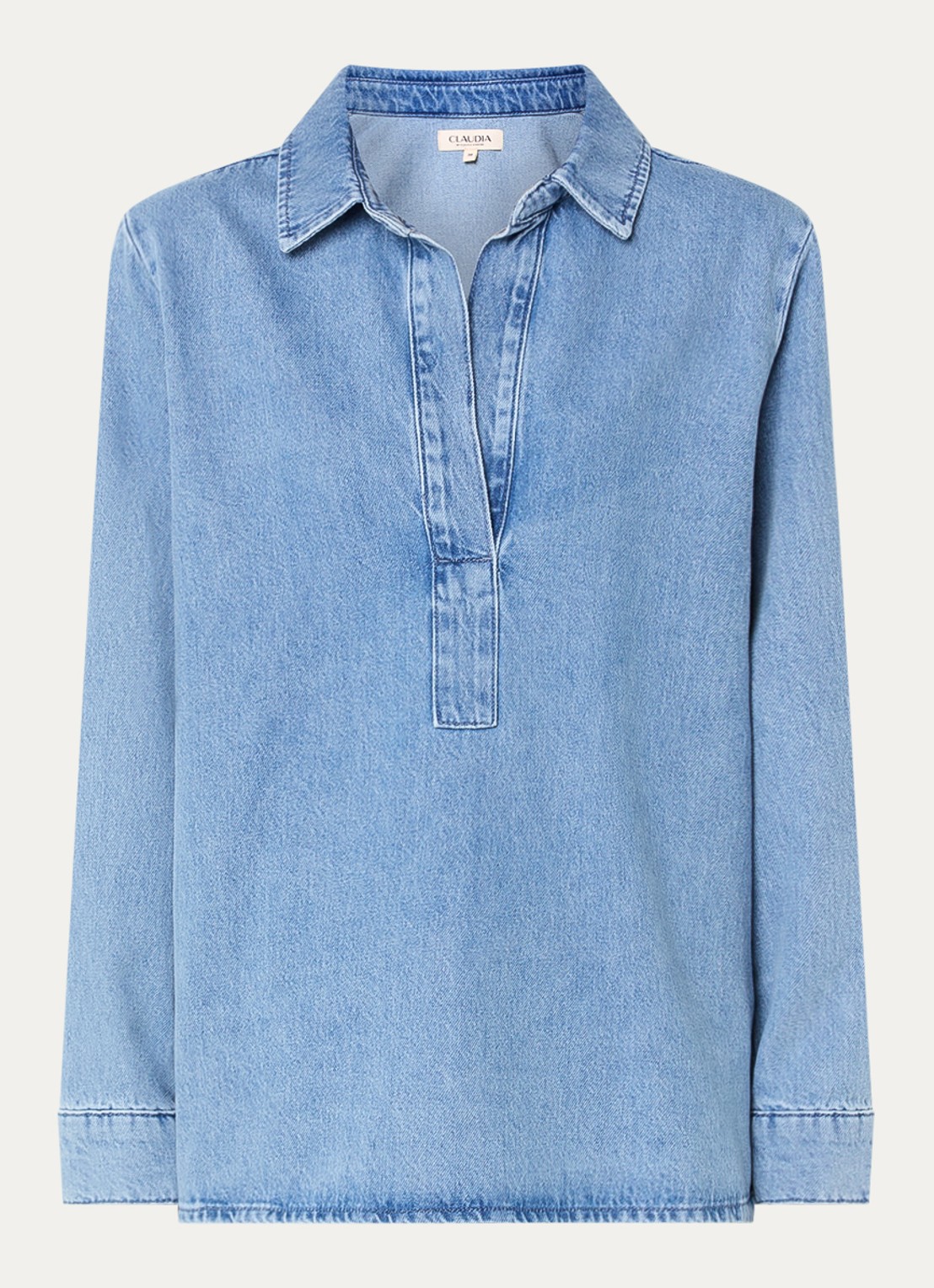 Claudia Sträter Tuniek van denim met kraag - voorkant indigo