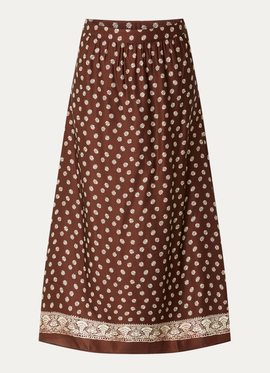 Claudie Pierlot A-lijn midi rok met bloemenprint - voorkant 3 bruin