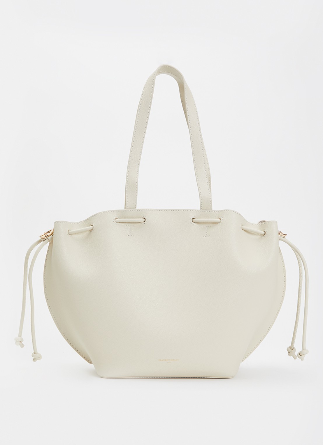 Claudie Pierlot Alban schoudertas van kalfsleer - voorkant 5 gebroken wit