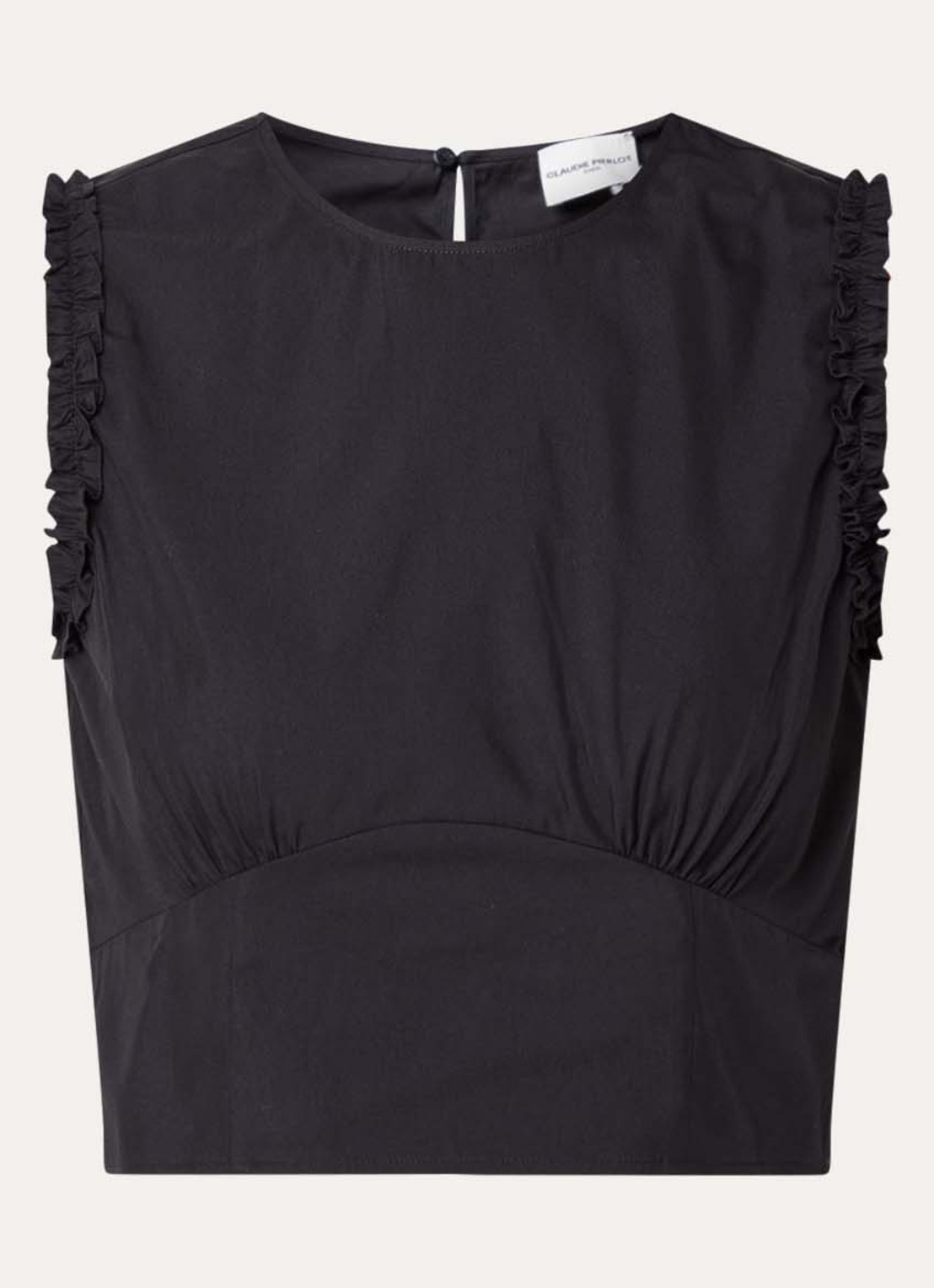 Claudie Pierlot Albina crop top met ruches - voorkant 2 donkerblauw