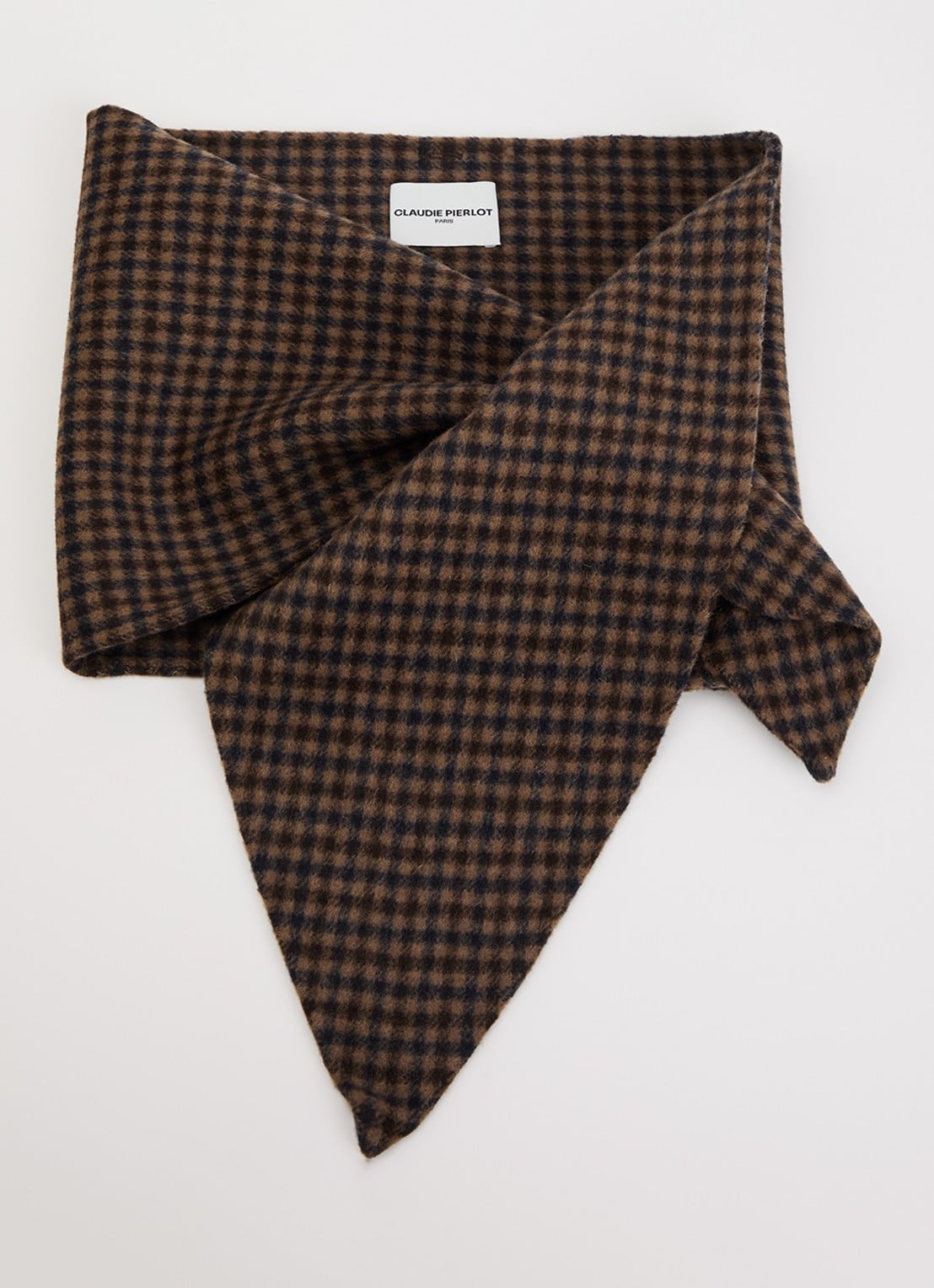 Claudie Pierlot Ambrebis sjaal met ruitdessin 110 x 25 cm - voorkant 2 bruin