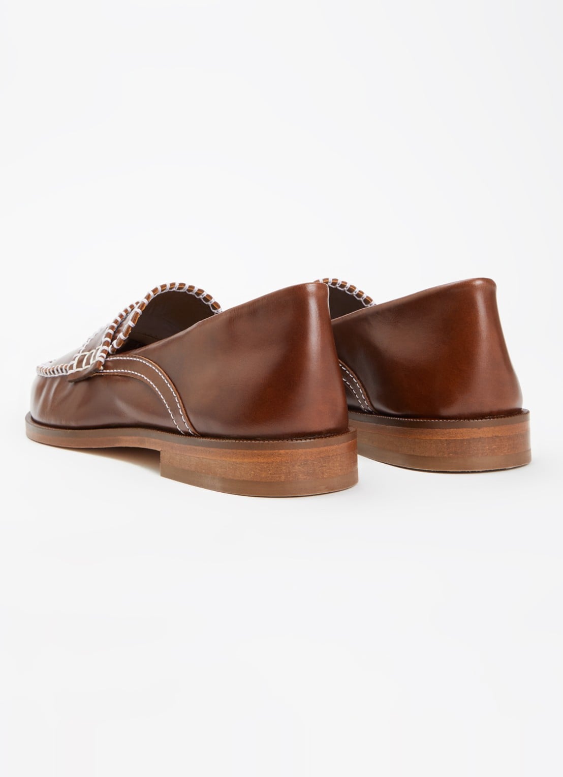 Claudie Pierlot Audy loafer van kalfsleer  - achterkant 2 kastanjebruin