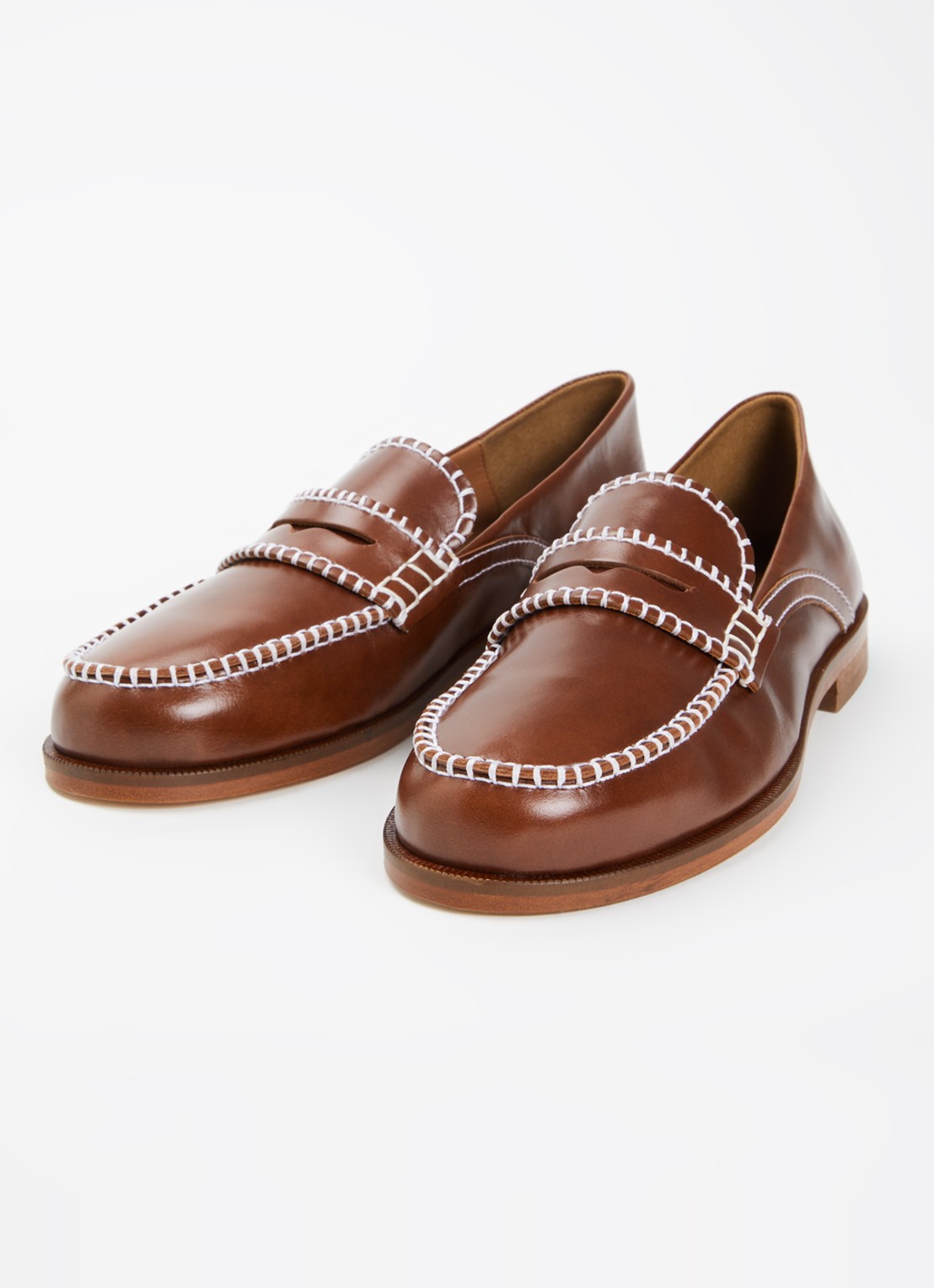 Claudie Pierlot Audy loafer van kalfsleer  - detail 3 kastanjebruin