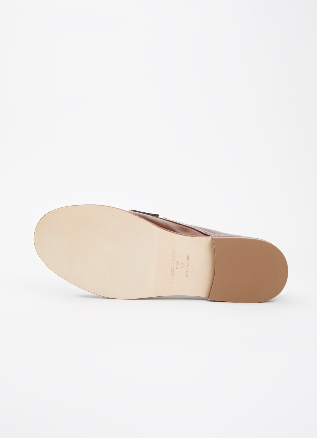 Claudie Pierlot Audy loafer van kalfsleer  - detail 5 kastanjebruin