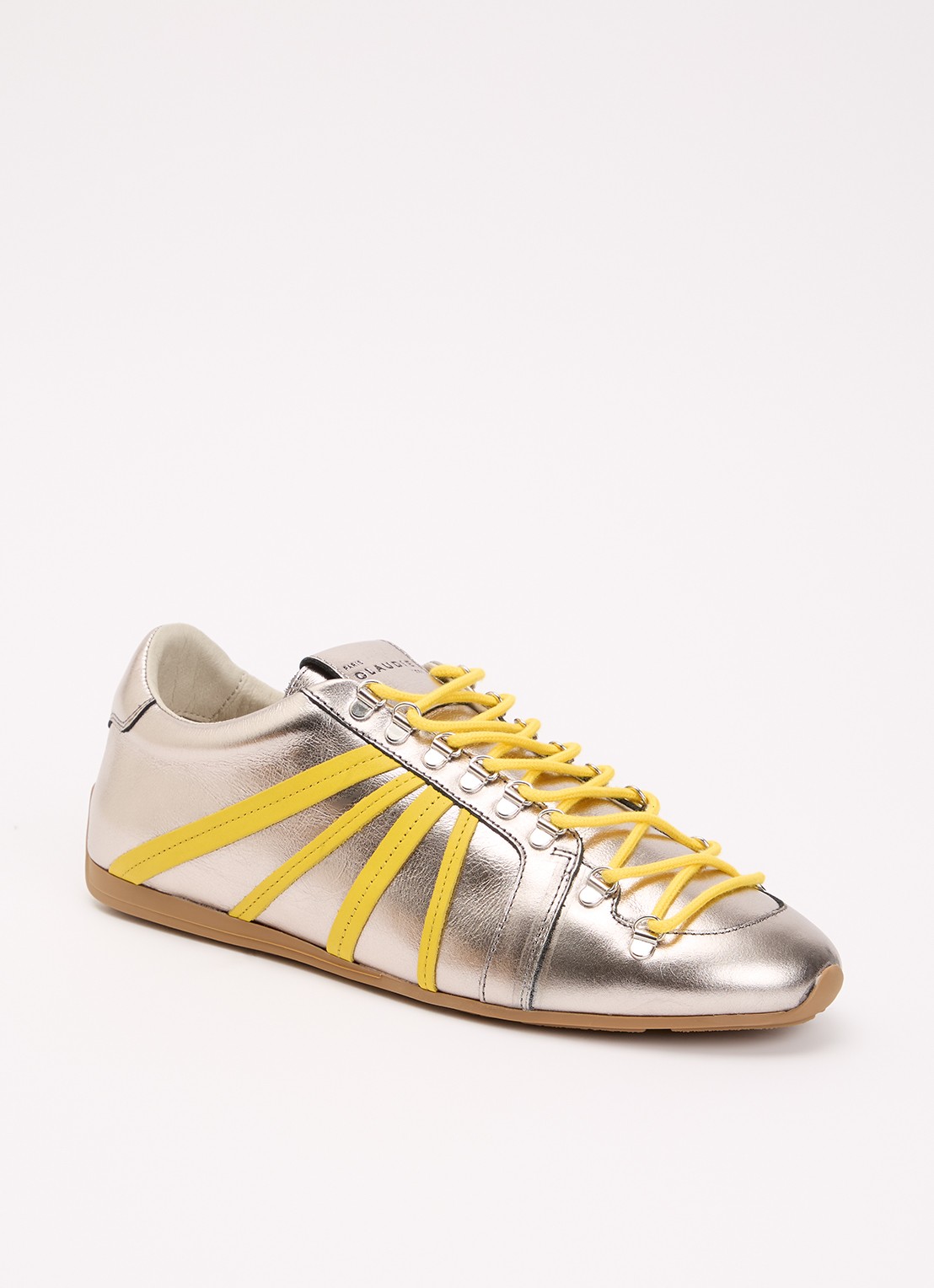 Claudie Pierlot Aureli sneaker van leer met metallic finish - voorkant 7 zilver