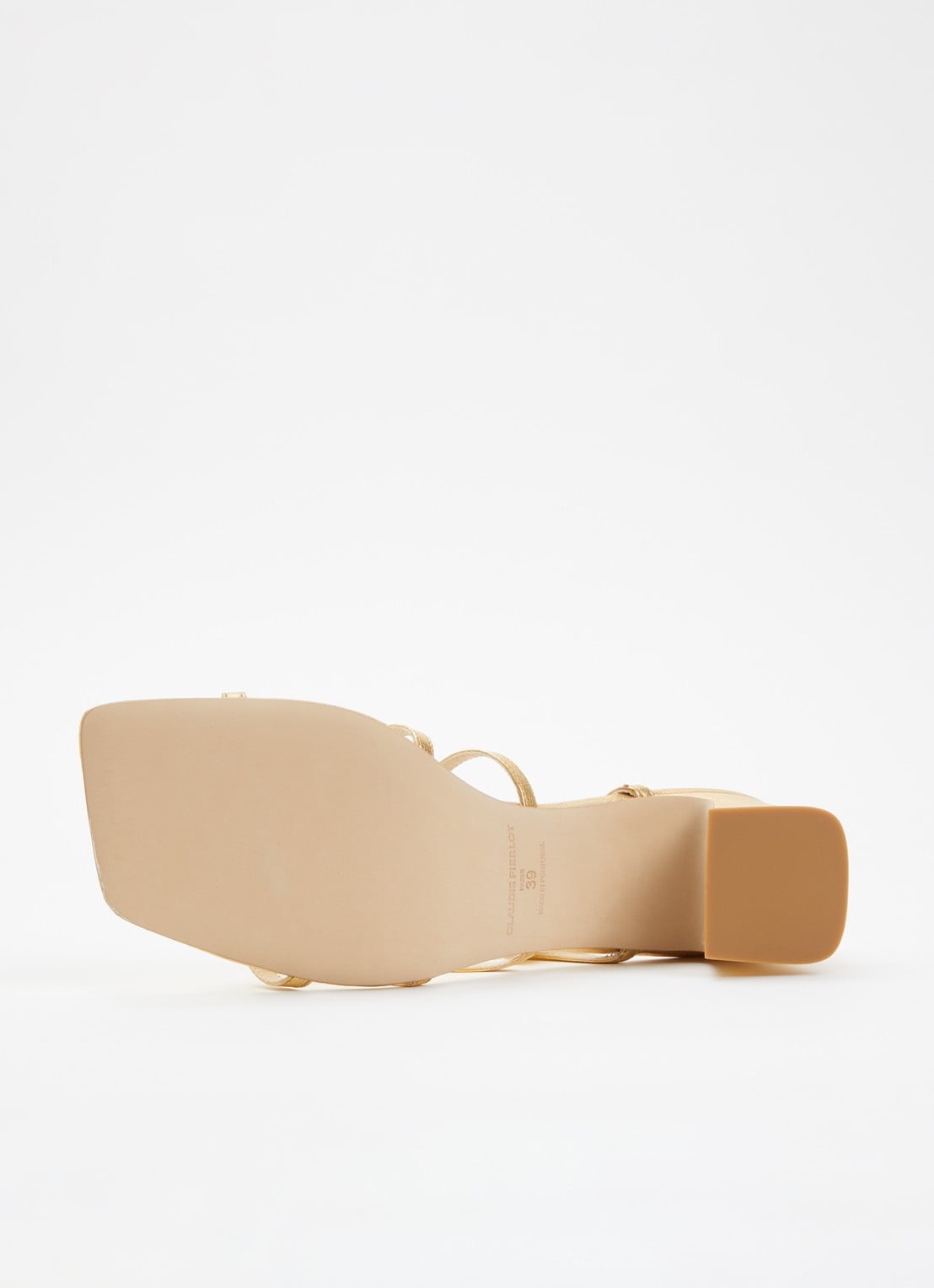 Claudie Pierlot Aurianne sandalette van leer met metallic finish - detail 4 goud