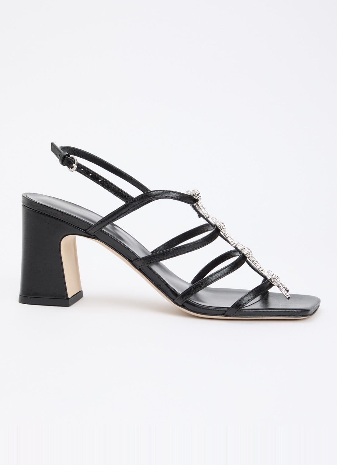 Claudie Pierlot Aurianne sandalette van schapenleer met strikdetail - voorkant zwart