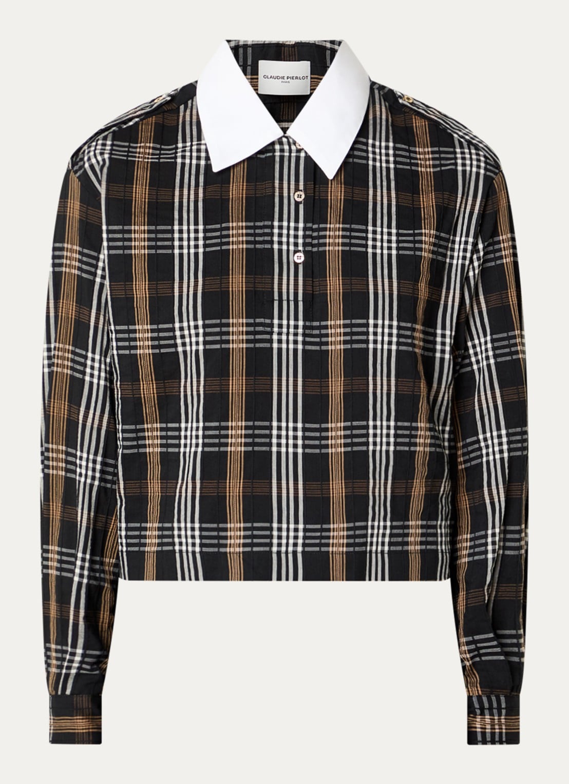 Claudie Pierlot Barbara top met ruitdessin - voorkant 3 zwart