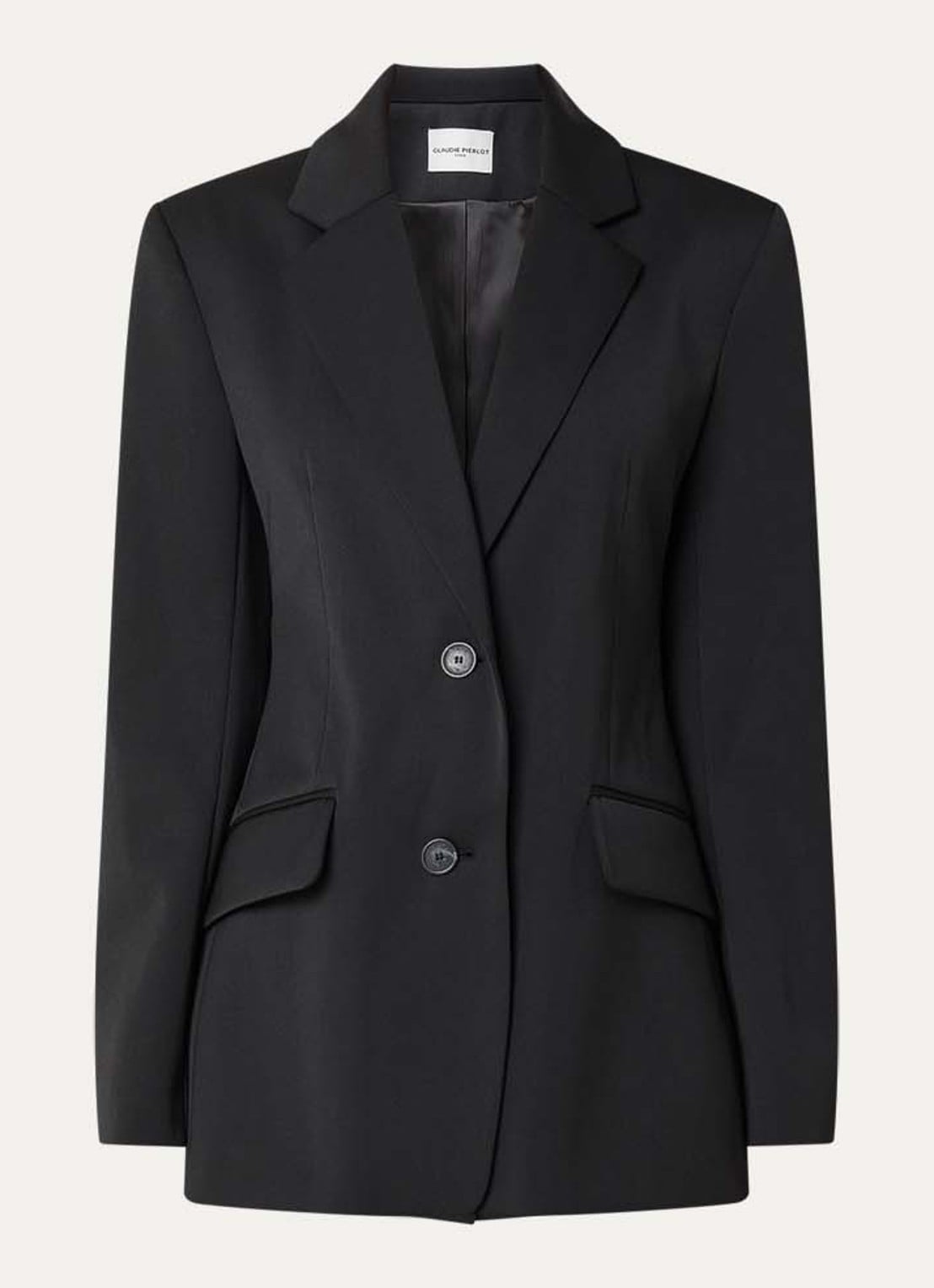 Claudie Pierlot Blazer in scheerwolblend met klepzakken - voorkant 2 zwart