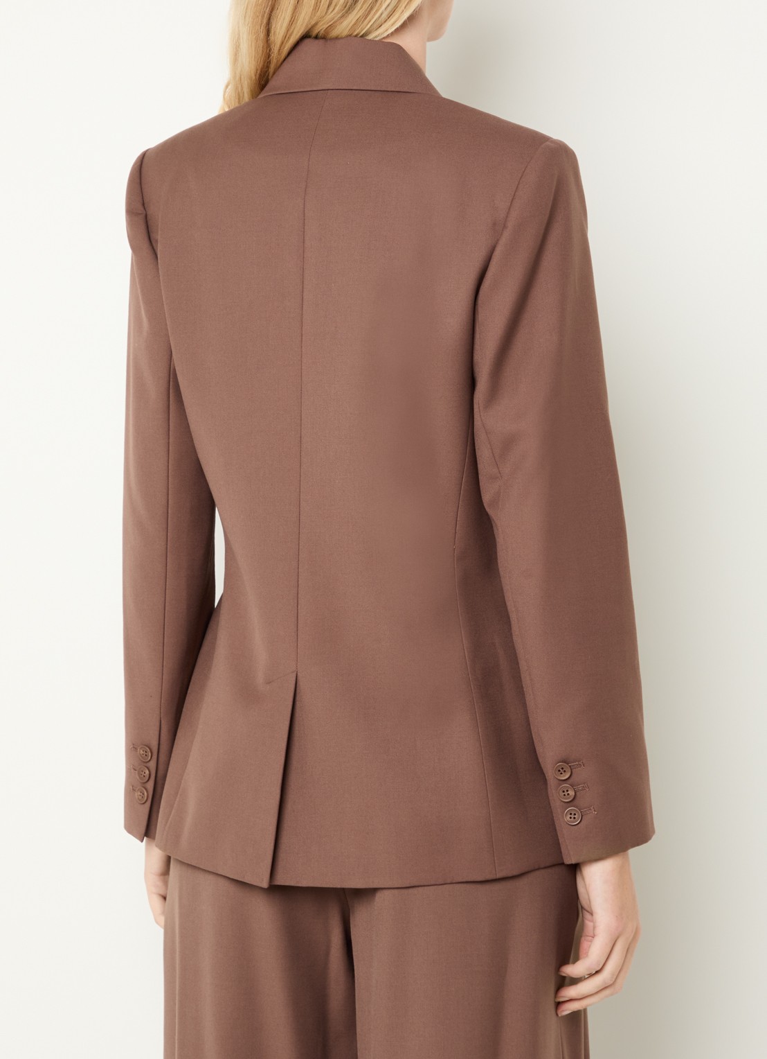 Claudie Pierlot Blazer in wolblend met ceintuur - achterkant 2 lichtbruin