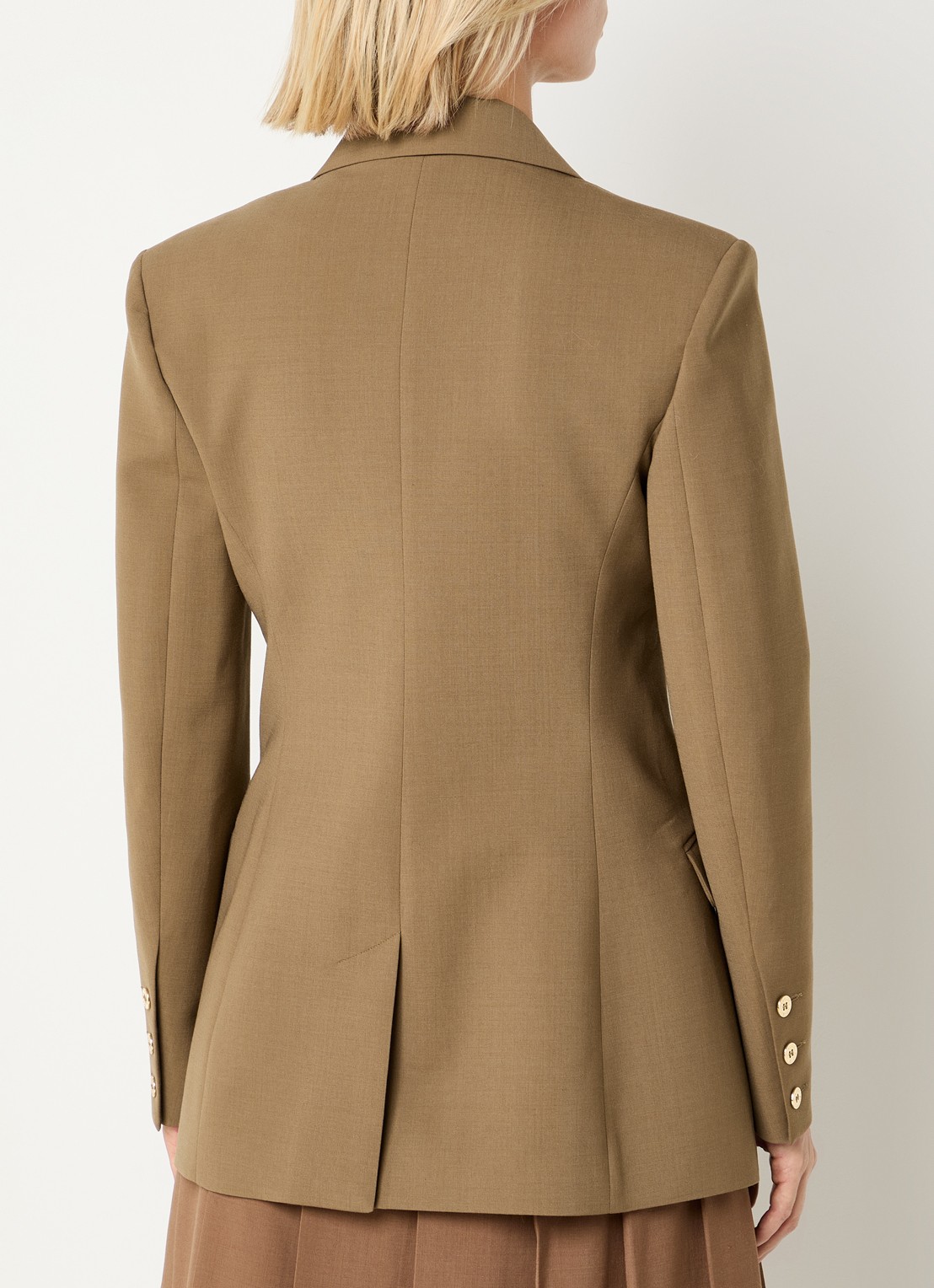 Claudie Pierlot Blazer in wolblend met klepzakken - achterkant 3 camel