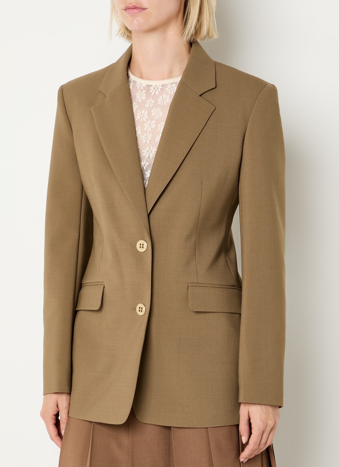 Claudie Pierlot Blazer in wolblend met klepzakken - detail 4 camel