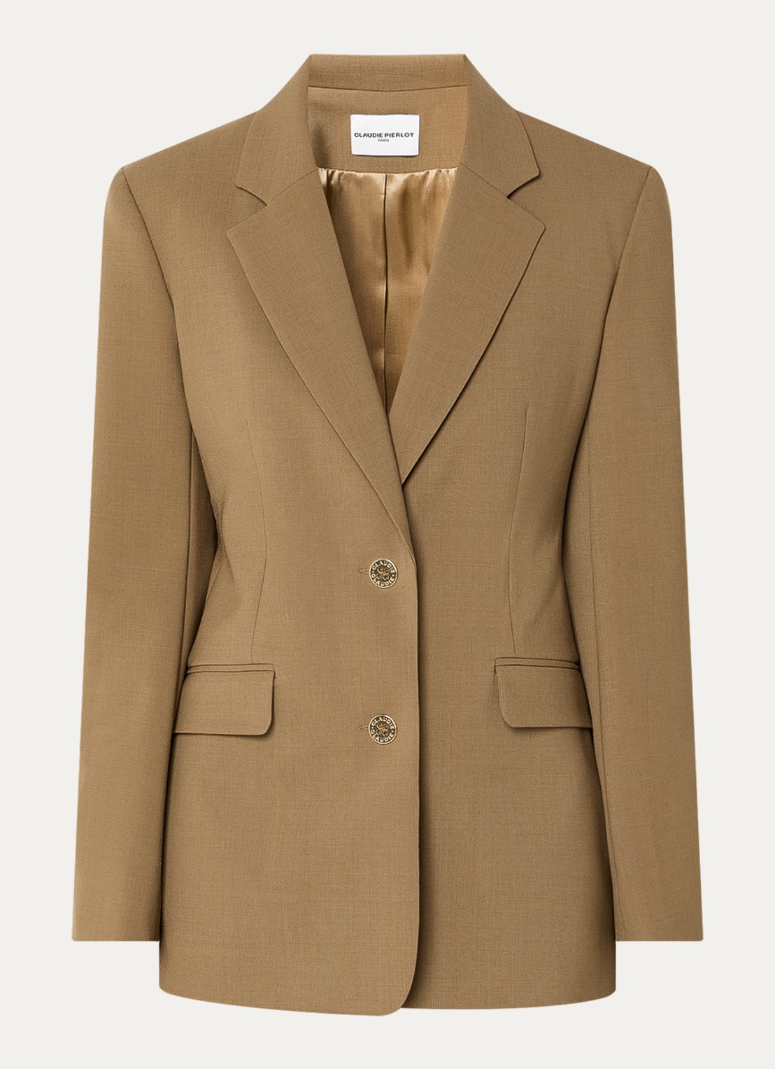 Claudie Pierlot Blazer in wolblend met klepzakken - voorkant camel
