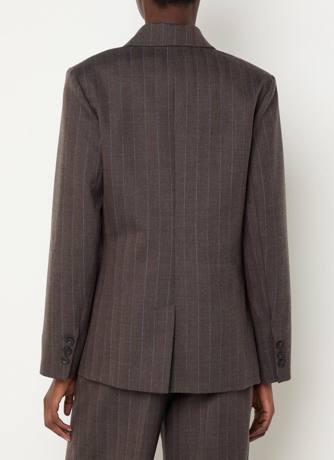 Claudie Pierlot Blazer in wolblend met paspelzakken - achterkant chocoladebruin