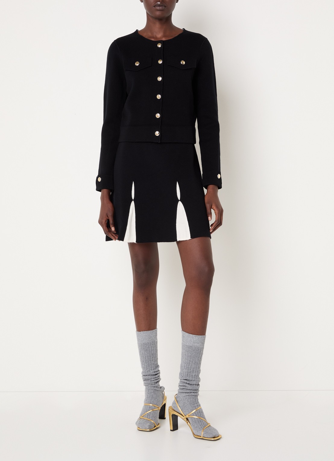 Claudie Pierlot Blazer in wolblend met sjaalkraag - voorkant 4 zwart