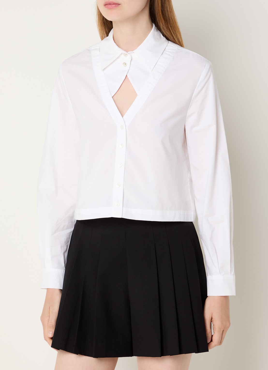 Claudie Pierlot Blouse met cut-out detail en imitatieparels - detail 4 wit