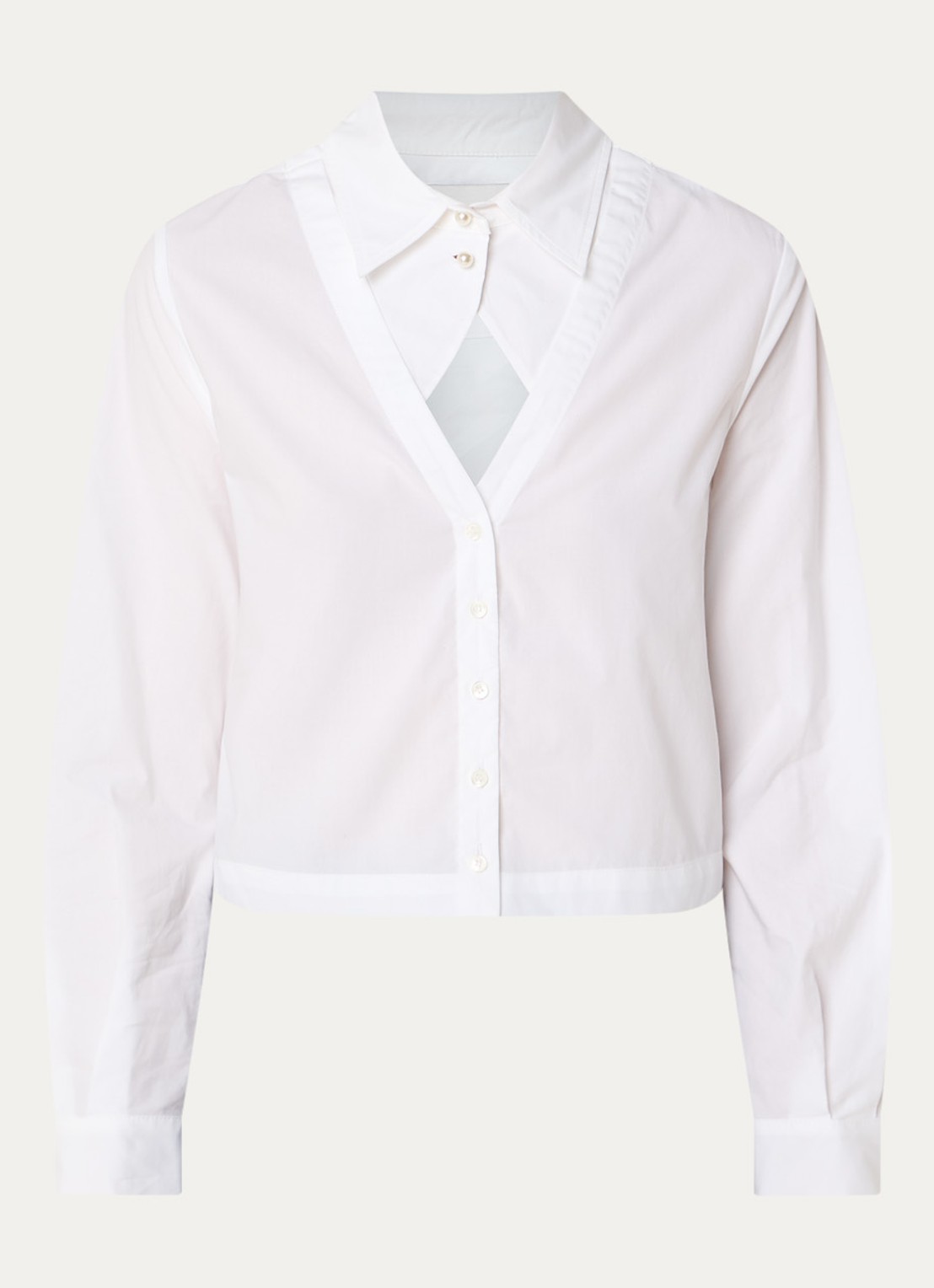 Claudie Pierlot Blouse met cut-out detail en imitatieparels - voorkant wit