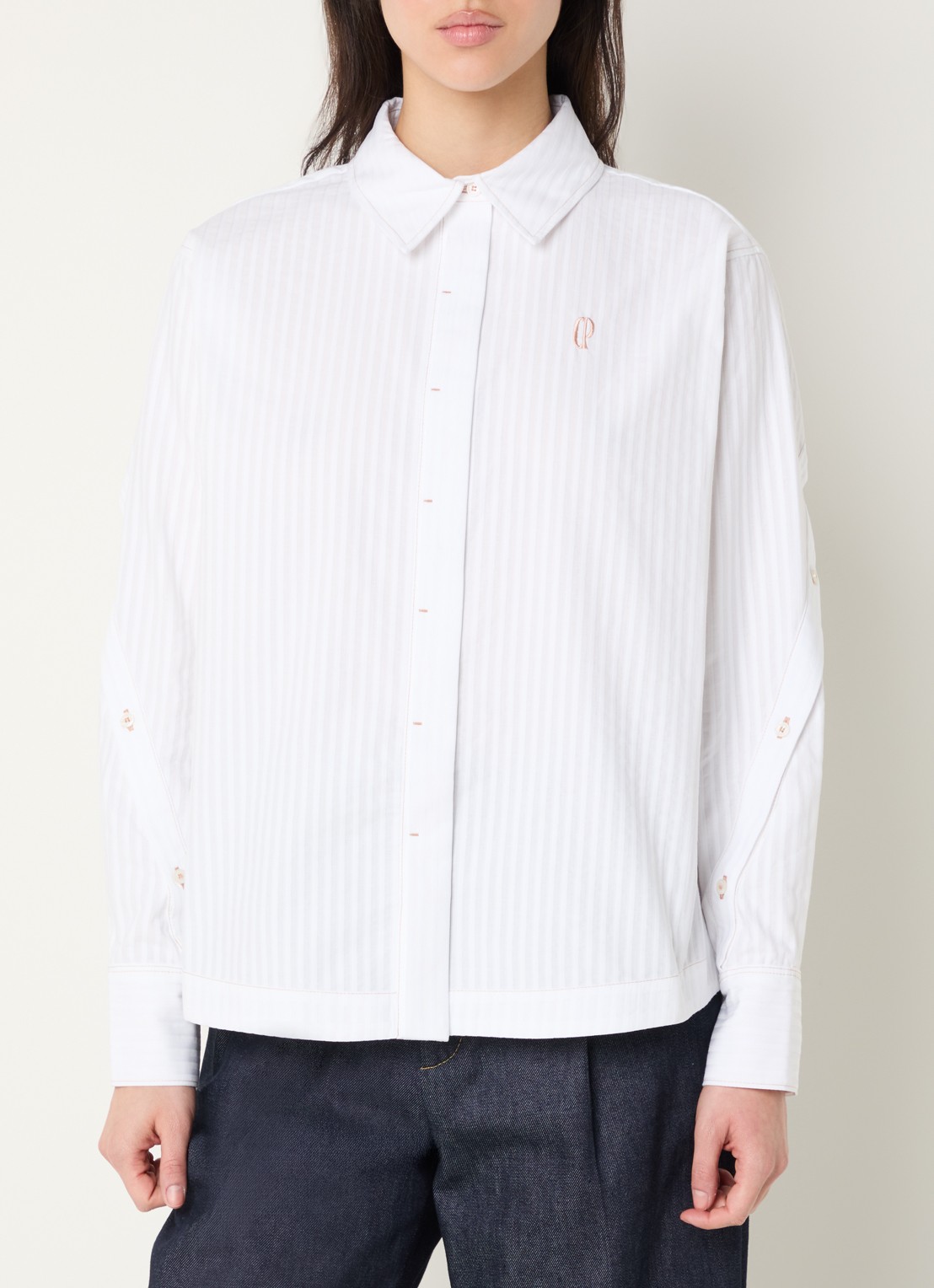 Claudie Pierlot Blouse met logoborduring - detail 4 wit